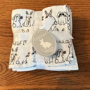 Casaba White and Black Bunny 🐰Print Dish  Wash Cloth  Set of 8